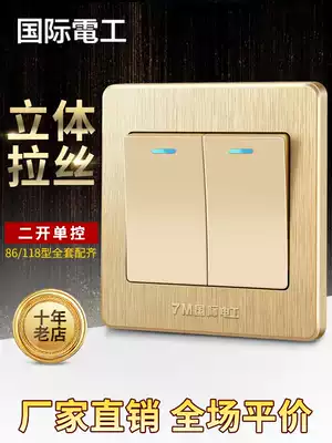 International electrician type 86 switch socket wall panel double switch single two open single control with fluorescent champagne gold