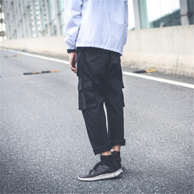 Trendy multi-pocket overalls for men, Japanese style straight elastic pants, Shawn Yue casual pants, men's loose trousers for all seasons