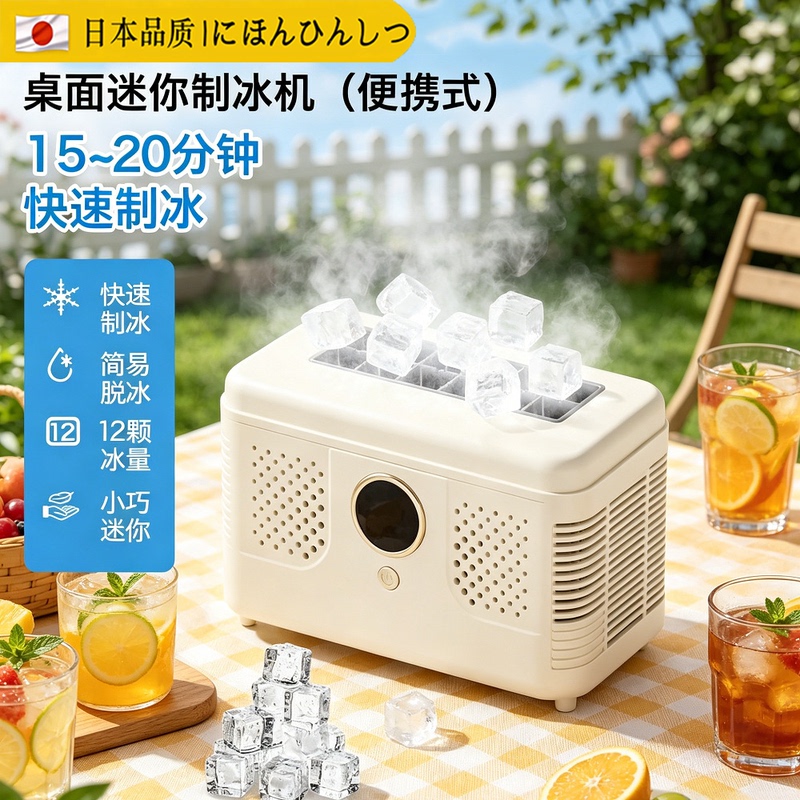 New Japanese Imported Portable Small Ice Maker for Home Use, Camping, and Picnics, Quick Ice Cube Maker, Automatic Ice Maker New Japanese Imported Portable Small Ice Maker for Home Use, Camping, and Picnics, Quick Ice Cube Maker, Automatic Ice Maker