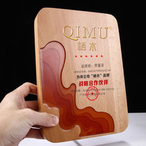 Wooden trophy medals Crystal creative custom art Solid wood resin custom souvenirs New authorization card lettering