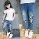Quần áo trẻ em quần bé gái mùa xuân và mùa thu Quần jean cho trẻ em lớn Quần áo trẻ em Hàn Quốc - Quần jean quần denim bé gái xuân hè