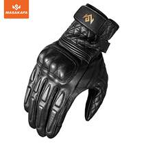 Motorcycle riding gloves leather breathable locomotive anti-drop equipment all fingers retro Four Seasons wind-proof warm Men Winter