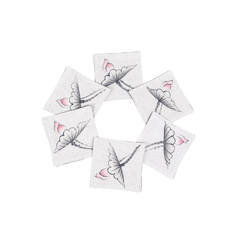 Hand Painted Cup Mat Square Hemp Cloth Art Chinese Qigfu Tea Mat Accessories Tea Banner Table Flag Embroidery Tea Mat Cup Tomat-Taobao