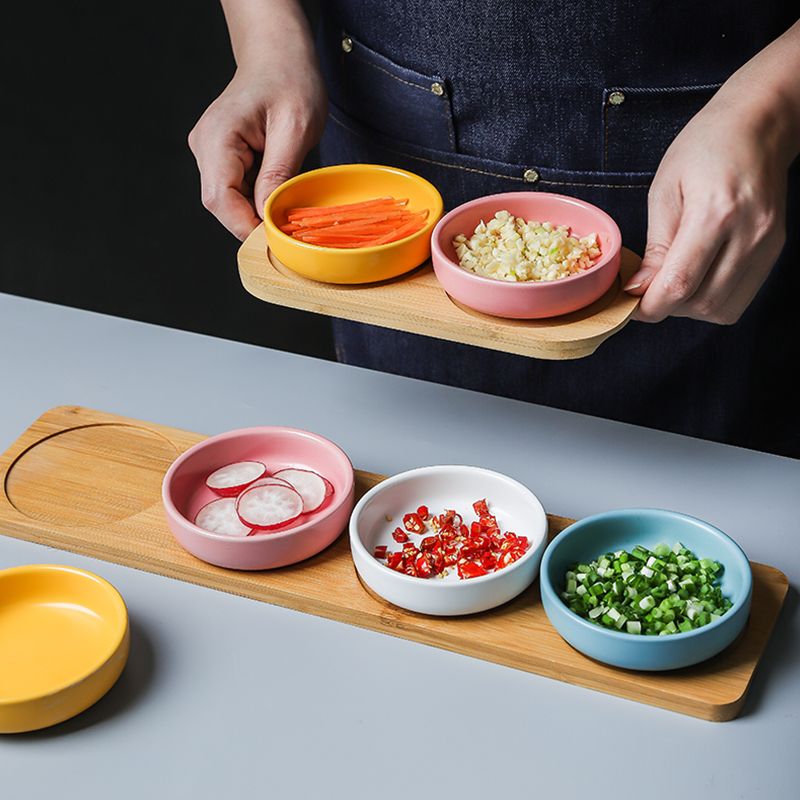 Nordic Ceramic Seasoned Dish Suit Dining Room Sauce Vinegar Dish Parquet Disc Subdivided Dish Snacks Snack Count Heart Tray