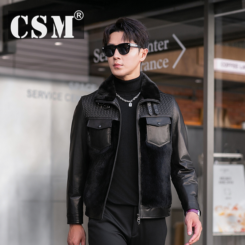 New Style Whole Mink Fur Coat, Genuine Leather Jacket for Men, Goatskin Jacket, Goose down Coat, Fur Integrated Outerwear