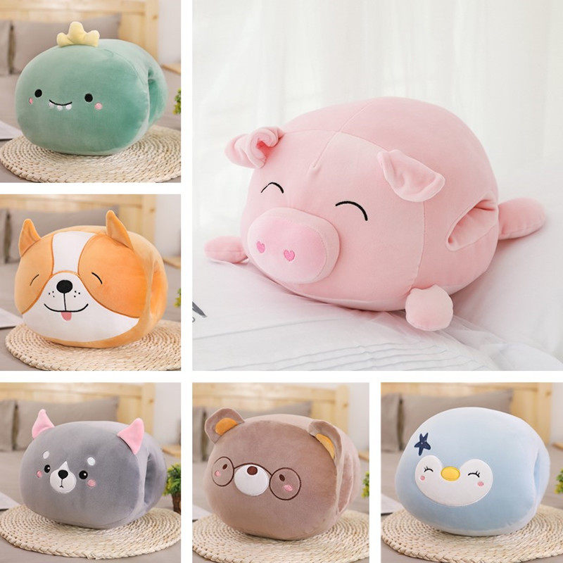 Cute cartoon dinosaur pig plush warm hand baby without charge can interfere in warm hands and cup pillow gifts student boy