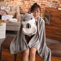 Hamster Bull Paparazzi Cuddle Pillow Quilt Double Duty Office Nap Pillow Folding Air Conditioning Quilted Three-in-one Multifunction