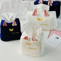 Day Style Home Living Room Cloth Art Paper Towel Set Cute Cartoon Beauty Teenage Girl Moon Cat Plush Embroidered Paper Box Vehicular