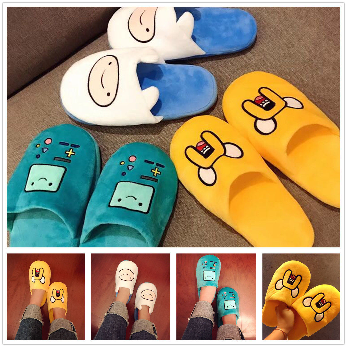 Cartoon Adventure Time Living Treasure Old Piabao Plush Home Floor Muted Lovers Cotton Slippers Day