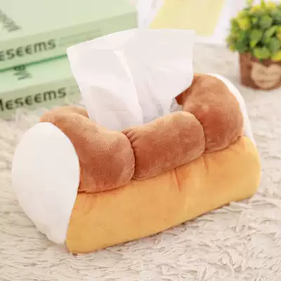 Japanese-style simulation bread plush fabric tissue cover creative cute toilet paper box Home car carrier soft pumping box