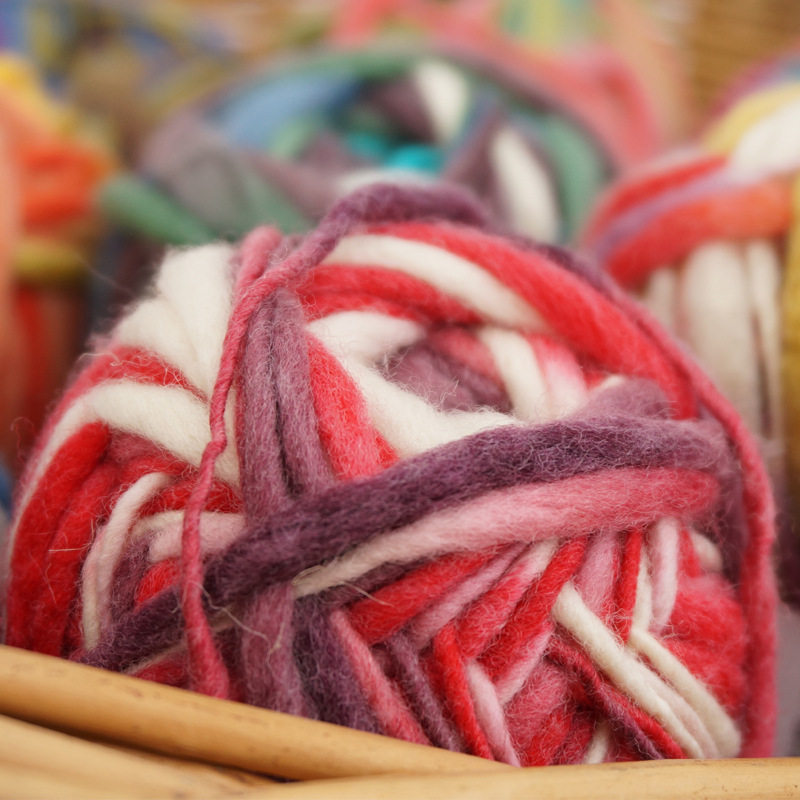 Autumn and winter big belly yarn wool thread segment dyeing scarf hat coat thick thread hand-knitting stick needlework fancy wool characteristic line