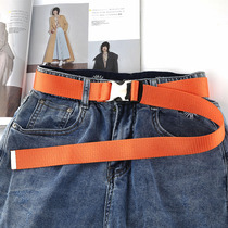 Buckled canvas belt womens tactical buckle solid color belt student military training outdoor overalls belt in stock