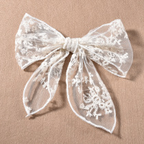 Headwear beige embroidered lace fabric bow style hairpin hair accessories adult girls Japanese and Korean style