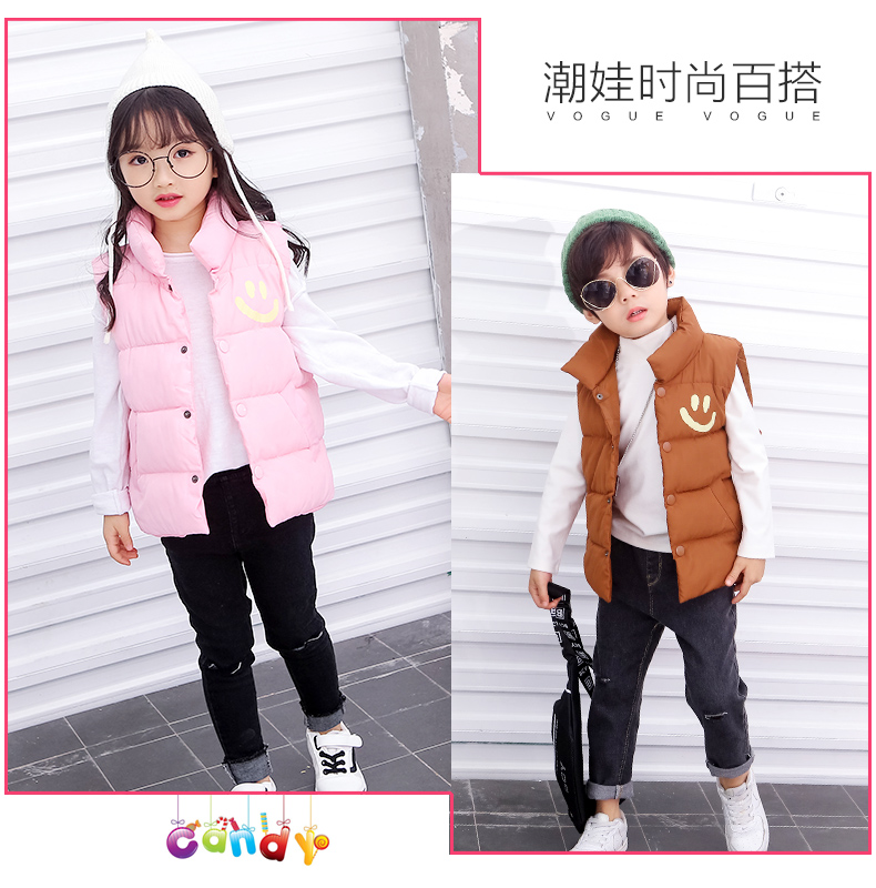 Mùa thu và mùa đông trẻ lớn mới dày trẻ em xuống áo bông bé đứng cổ áo bé trai cô gái vest ấm áp shop thời trang trẻ em