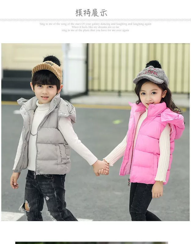 Mùa thu và mùa đông quần áo trẻ em xuống cổ áo cotton bé trai và bé gái trẻ em mặc vest dày áo gile trẻ sơ sinh
