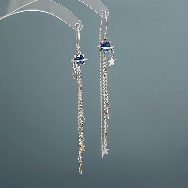 In 2021, the new tide of pure silver fashion starring earrings of female stream super - fairy temperament network red ear