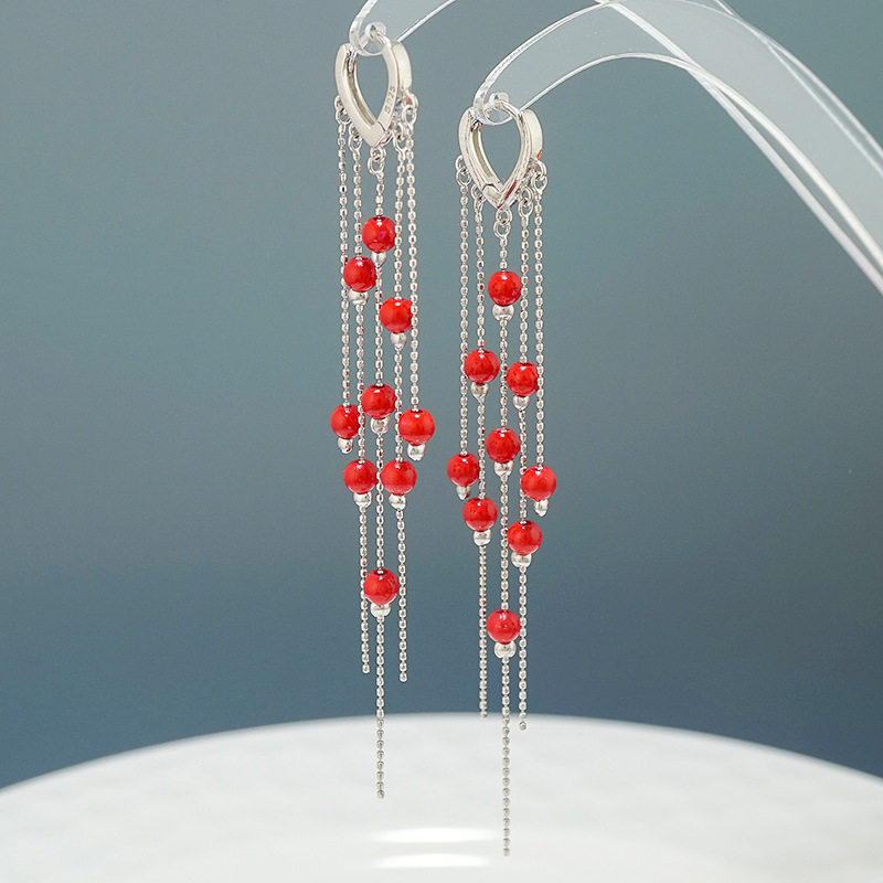 Earring 2021 new tide original design pure silver long stream of Super Fantastic atmosphere exaggerated ear crashes