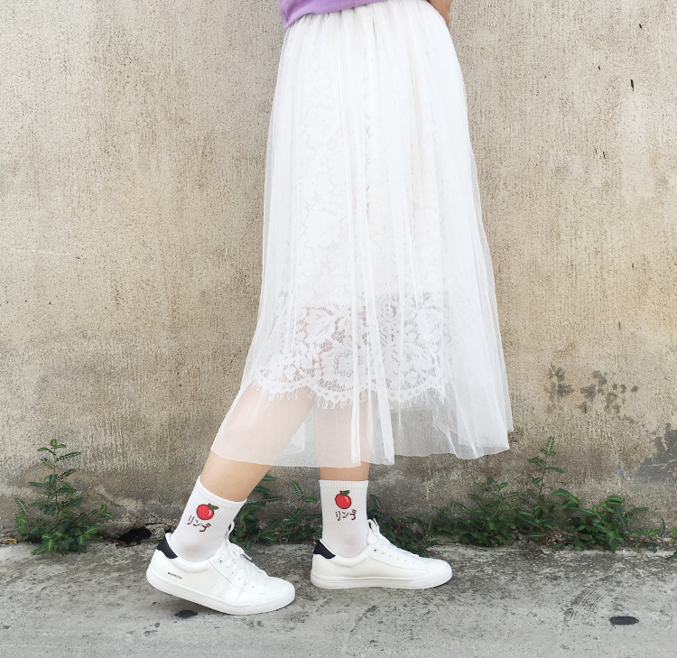 Cô gái Hàn Quốc vớ trắng trái cây trong vớ trắng cotton nữ vớ nhỏ tươi học sinh vớ Nhật Bản nữ triều - Bít tất nữ vớ nữ cổ ngắn