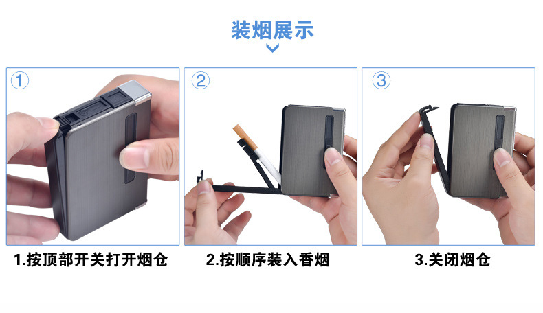 Kiểm soát hộp thuốc lá sạc với thuốc lá tích hợp nhẹ hơn thuốc lá cầm tay tự động cá tính sáng tạo hộp thuốc lá chữ nam - Bật lửa quẹt dupont