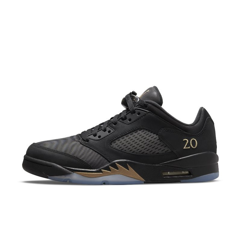 Air Jordan 5 Low Aj5 Men's Black and Gold Sports Casual Low-Top Basketball Shoes Dj1094-001 Air Jordan 5 Low Aj5 Men's Black and Gold Sports Casual Low-Top Basketball Shoes Dj1094-001
