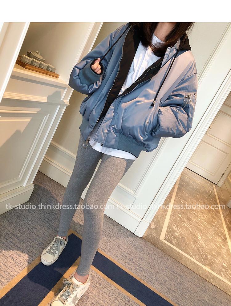 Mùa đông chic hai mặt mặc Harajuku bông nhỏ phụ nữ đoạn ngắn lỏng BF trùm đầu đồng phục bóng chày xuống bông pad triều dày áo phao béo nữ