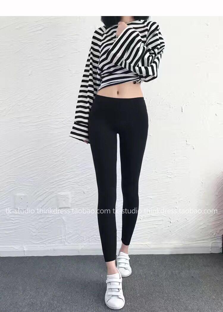 2018 thu đông mới co giãn bó sát skinny nhẹ màu xám quần legging cạp cao nữ mặc hoang dã chân chín quần quần ống rộng nữ