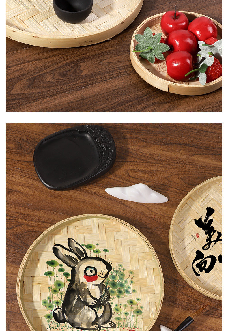 竹匾画diy竹编小簸箕家用圆竹筐制品儿童环创手工幼儿园活动装饰-阿里巴巴
