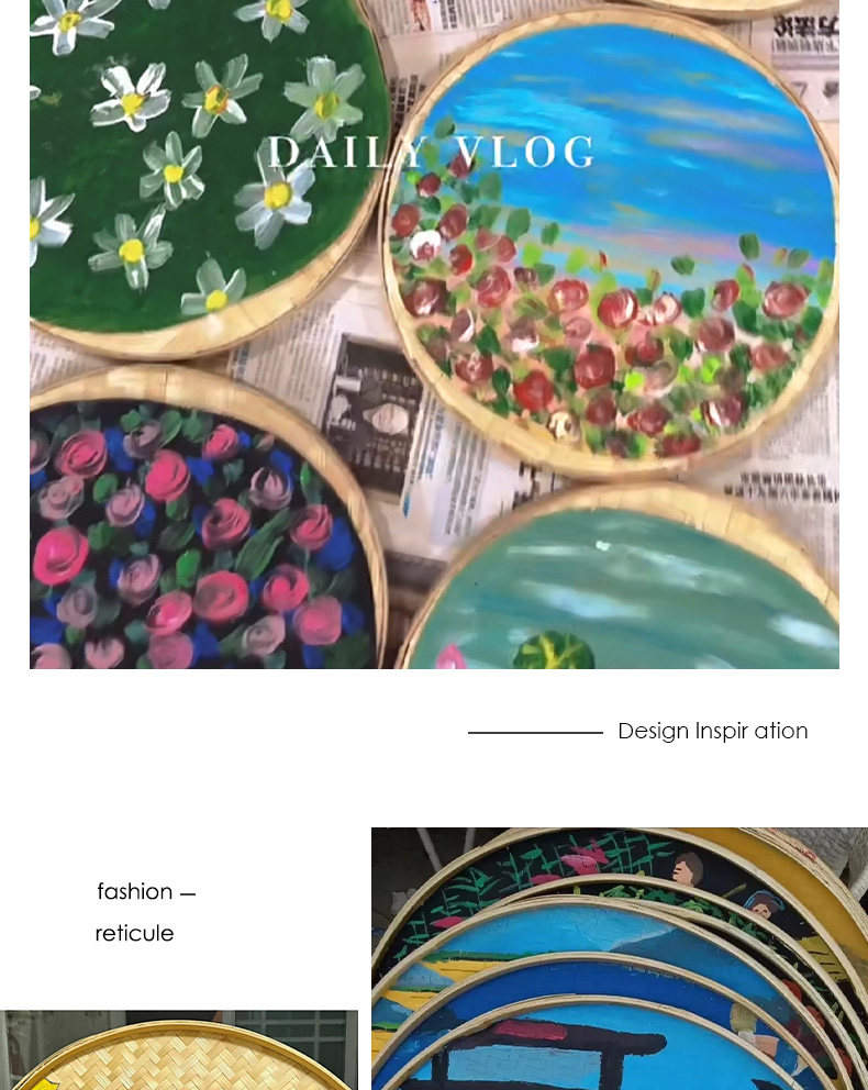 竹匾画diy竹编小簸箕家用圆竹筐制品儿童环创手工幼儿园活动装饰-阿里巴巴
