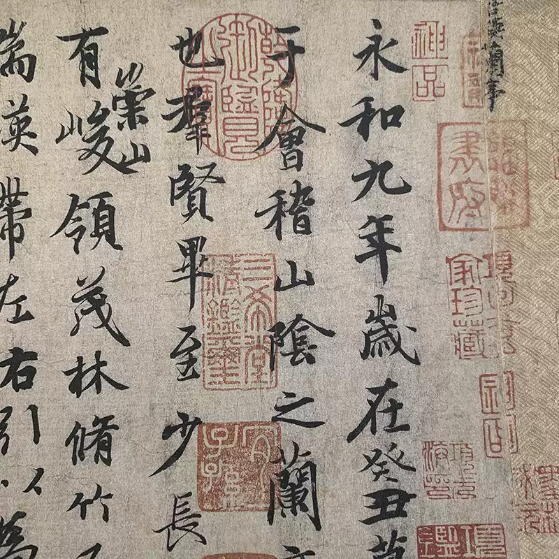 王羲之蘭亭序布藝裝裱卷軸字畫行書書法掛畫可臨摹裝飾畫-Taobao-Tmall