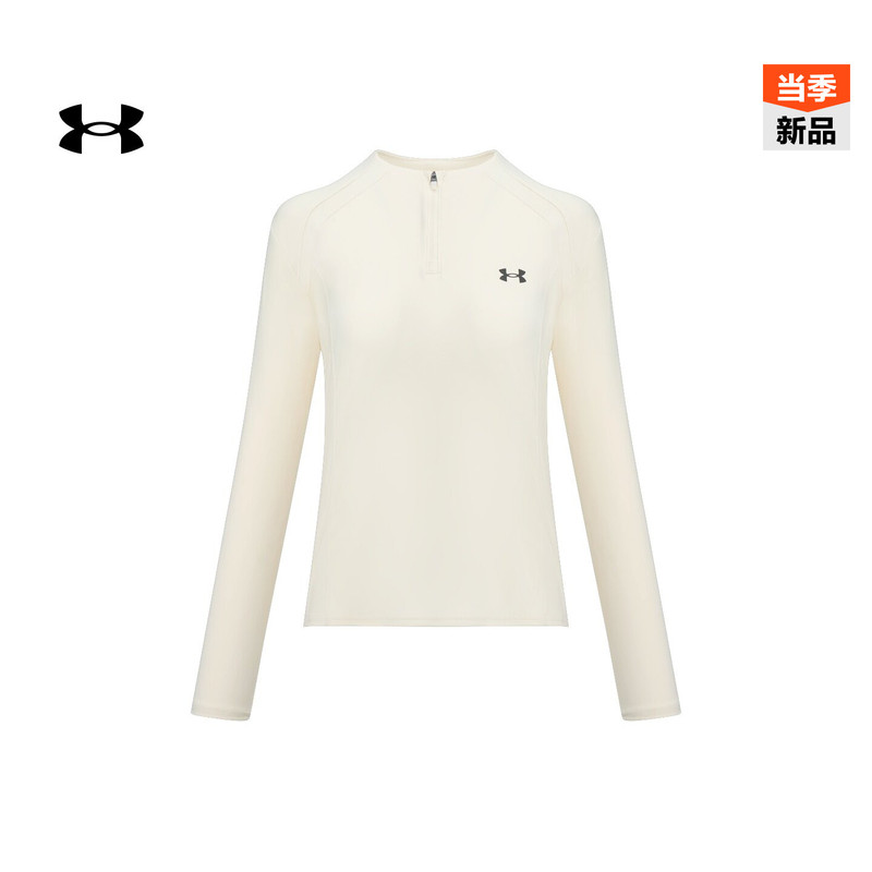 Under Armour Official Ua Coolmesh Women's New Training 1/4 Zipper Stand-Up Collar Design Slim-Fit Long-Sleeve T-Shirt