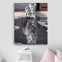 Diy Digital Oil Painting Hand-Painting Digital Oil Color Painting Animal Children Decoration Drawing Cats