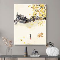 Digital oil painting handmade diy new Chinese living room Chinese style hand-painted large oil color painting pastoral retro style rich