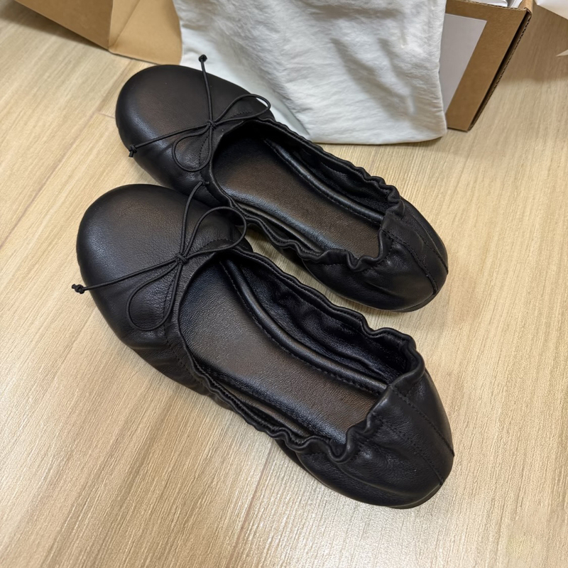Sheepskin Version! Retro Pleated Bow Ballet Shoes for Women 2026 New Style Super Soft Flat Shallow Mouth Granny Shoes Sheepskin Version! Retro Pleated Bow Ballet Shoes for Women 2026 New Style Super Soft Flat Shallow Mouth Granny Shoes