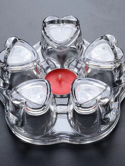 蜡烛台加热底座煮茶炉玻璃心形温茶器茶托酒店温酒器热咖啡热茶具