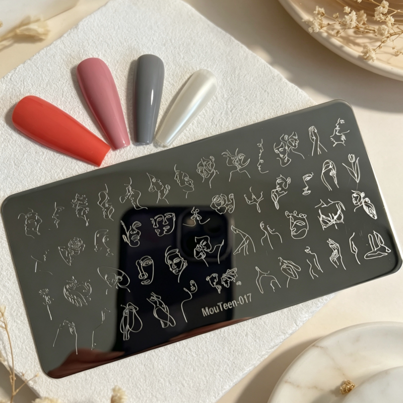Minimalist Line Art Portrait Nail Art Printing Steel Plate Abstract Art Side Face Pattern Transfer Clear and Non-Blurred Plate # 017 Minimalist Line Art Portrait Nail Art Printing Steel Plate Abstract Art Side Face Pattern Transfer Clear and Non-Blurred Plate # 017