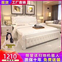 Solid wood bed 1 8 M master bedroom double bed modern simple rubber bed economical storage high box bed European furniture