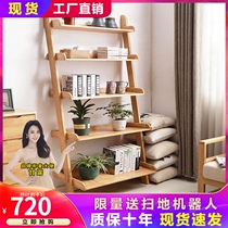 Nordic all solid wood Net red shelf floor shelf Wall bedroom partition wall balcony restaurant shelf