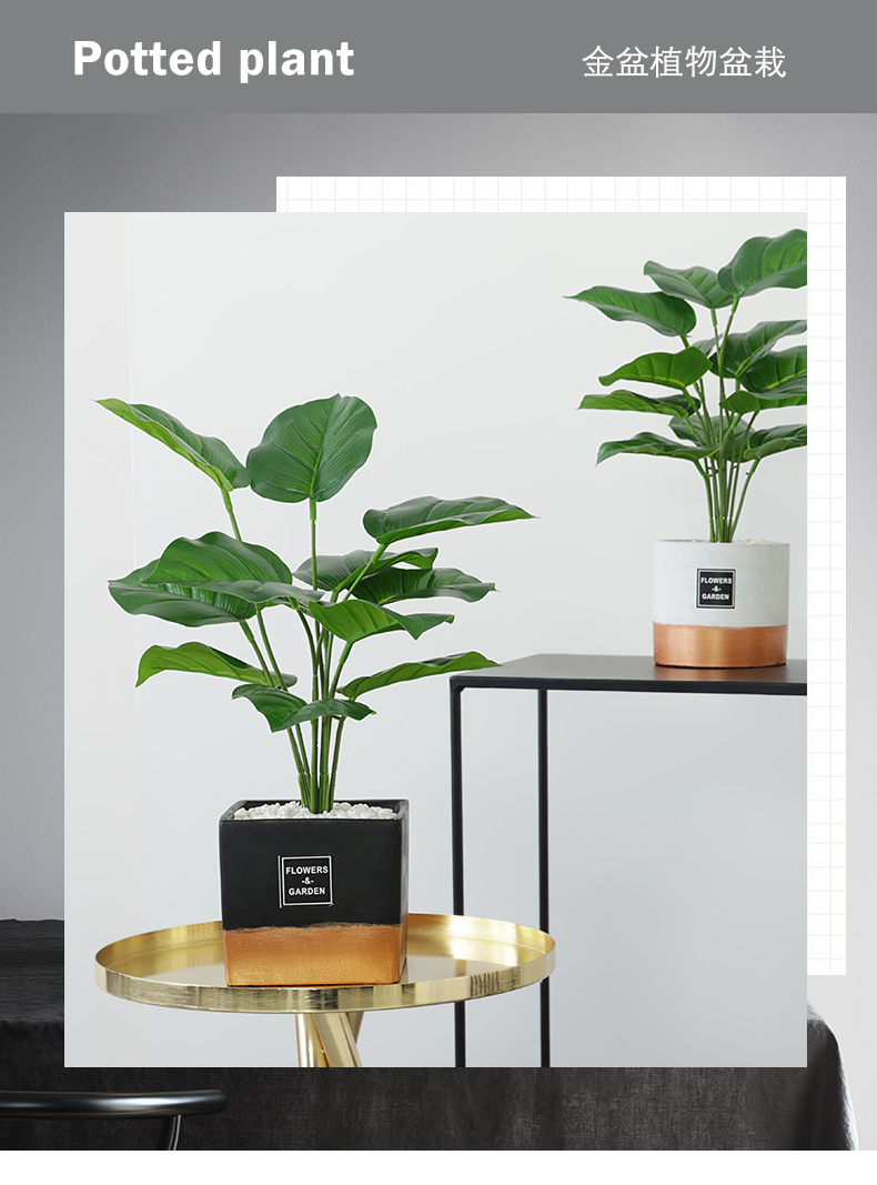 The house ins creative interior gold - plated ceramic simulation The plants potted Nordic style green plant adornment furnishing articles in The living room