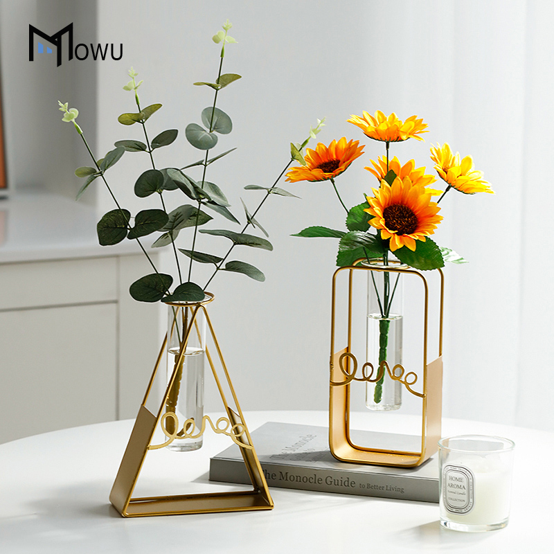 Creative light luxury high-grade hydroponic small vase ornament ins style living room dry flower arrangement flower art dining table home decorations