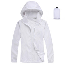 Outdoor skin windbreaker for men and women couples models ultra-thin sunscreen clothes jacket windproof water quick-drying long sleeves Summer White