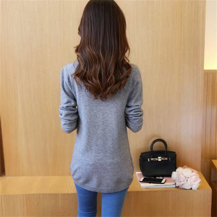 Mùa thu và mùa đông phiên bản Hàn Quốc mới của phụ nữ áo len dài tay áo len dài tay áo len nữ dài phần cổ tròn - Cardigan áo cardigan nữ hàn quốc
