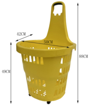Supermarket hypermarket shopping basket new wheeled pull rod armrest pull frame for shopping