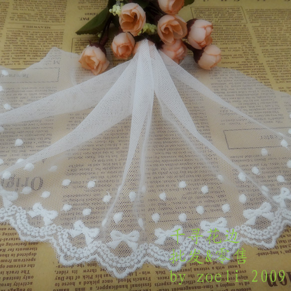 19847 hot sale diy handmade clothing accessories sewing material polka dot small bow lace lace cotton embroidery