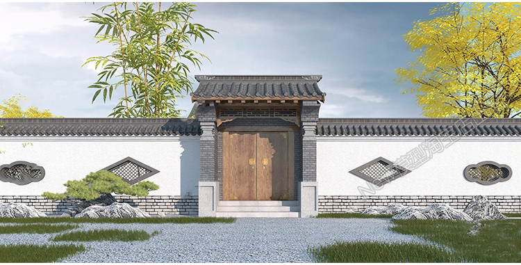 图片[15]-新中式大门别墅居家庭院门院落庭院门头门面入口3D模型库3dmax-cg男孩