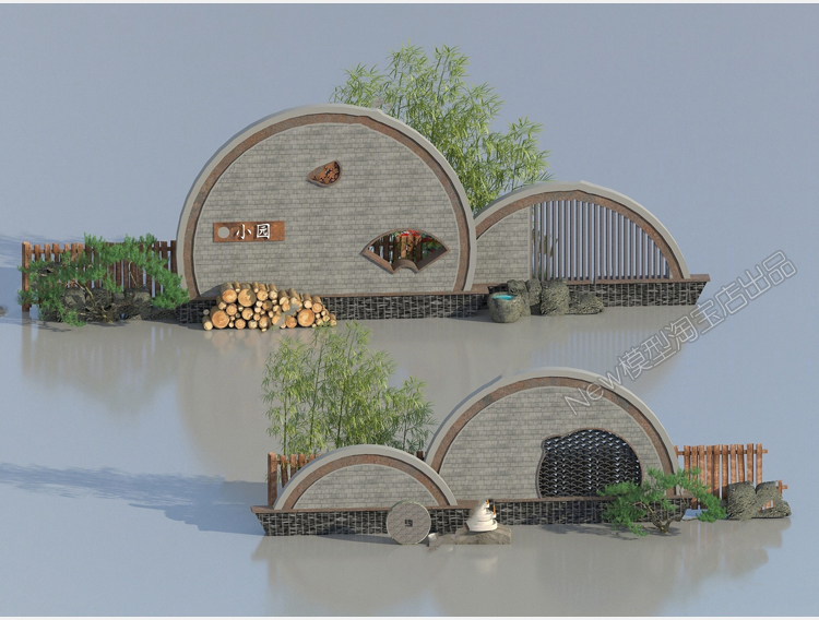 图片[14]-新中式美丽新农村旅游乡村民俗宿文化景墙围墙入口3D模型3dmax-cg男孩
