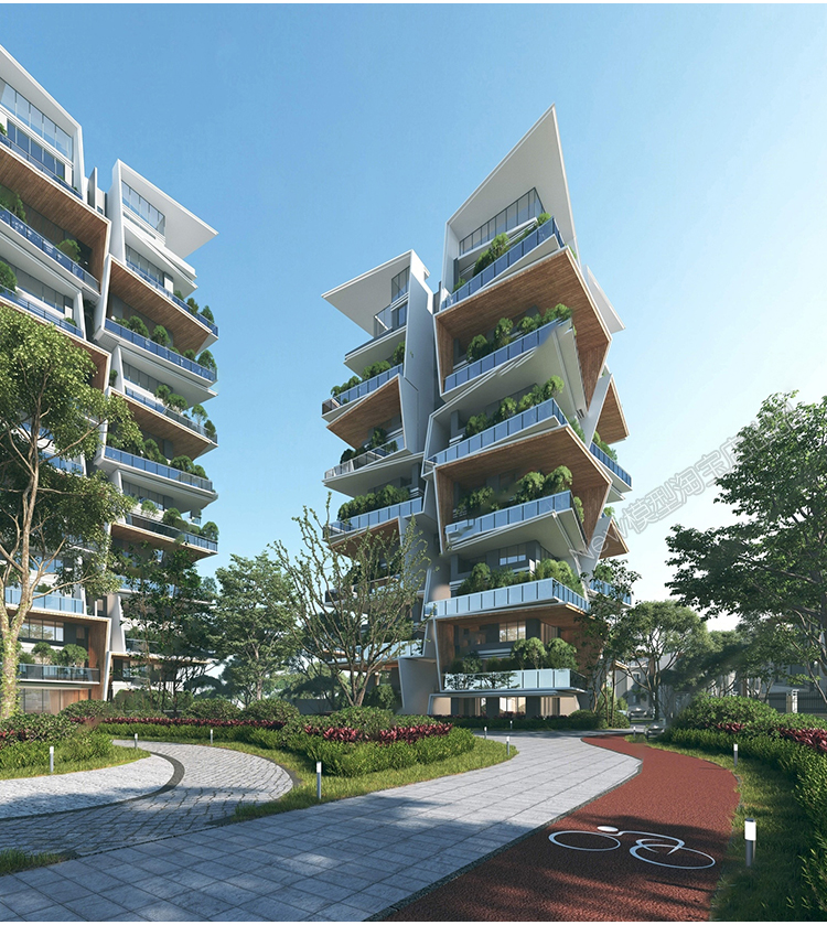 图片[3]-小区高层住宅楼花园室外建筑景观外观鸟瞰公寓日景3D模型库3dmax-cg男孩