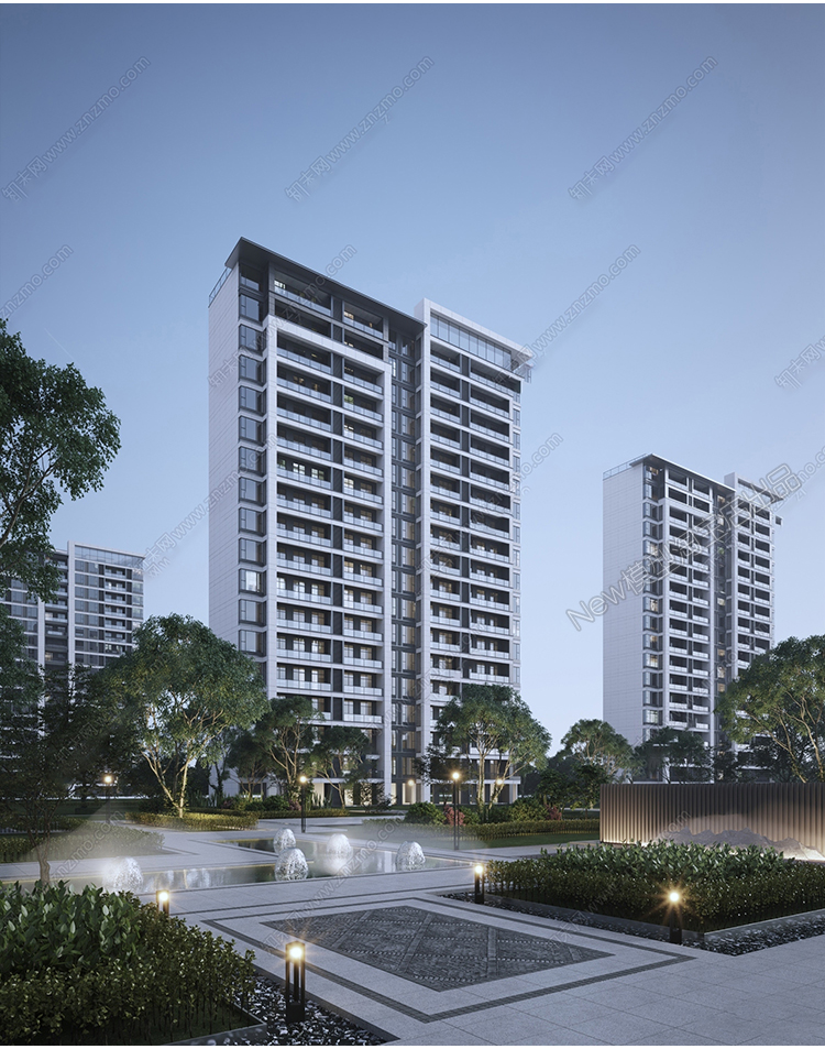 图片[14]-小区高层住宅楼花园室外建筑景观外观鸟瞰公寓日景3D模型库3dmax-cg男孩