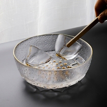 Japanese handmade transparent heat-resistant glass lotus tea wash hammer mesh Lotus wash tea bowl tea ceremony accessories salad bowl