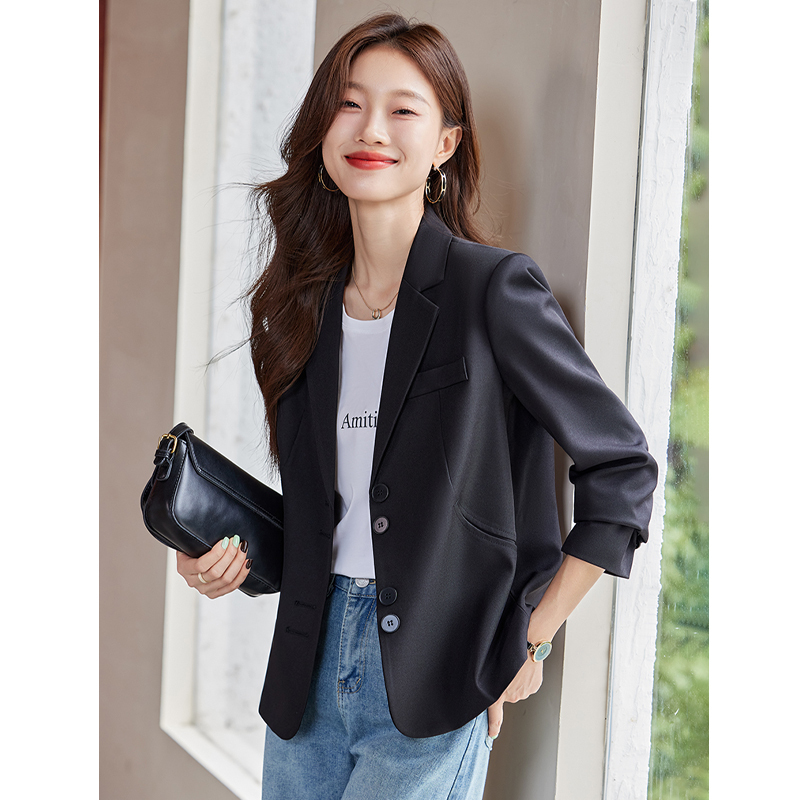 Black Short Blazer for Women 2026 New Spring High-End Style Petite Casual Elegant Suit Jacket