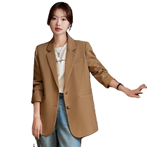 Curry big code suit jacket woman fall 2024 new advanced senses Korean version Fashion temperament casual Western suit jacket